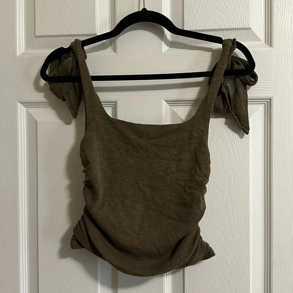 Free People FP Movement Women's Boulevard Tank Top Brown Ties at Shoulder NWOT - Picture 2 of 8